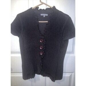 Classiques Entier Black Cardigan Sweater Short Sleeves Size Medium Pre-owned‎